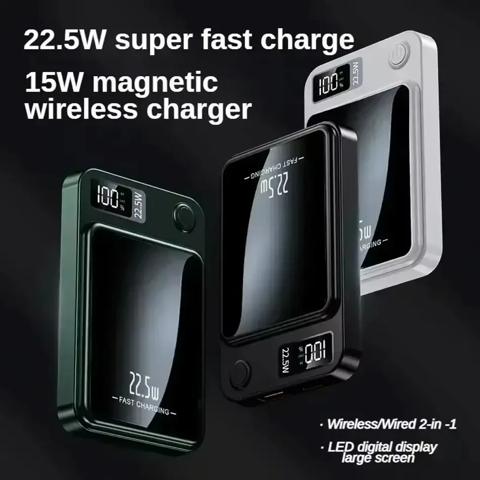 100000mAh Magnetic Wireless Power Bank | Fast Charger for iPhone, Samsung & Huawei | Portable Magsafe-Compatible Battery Pack