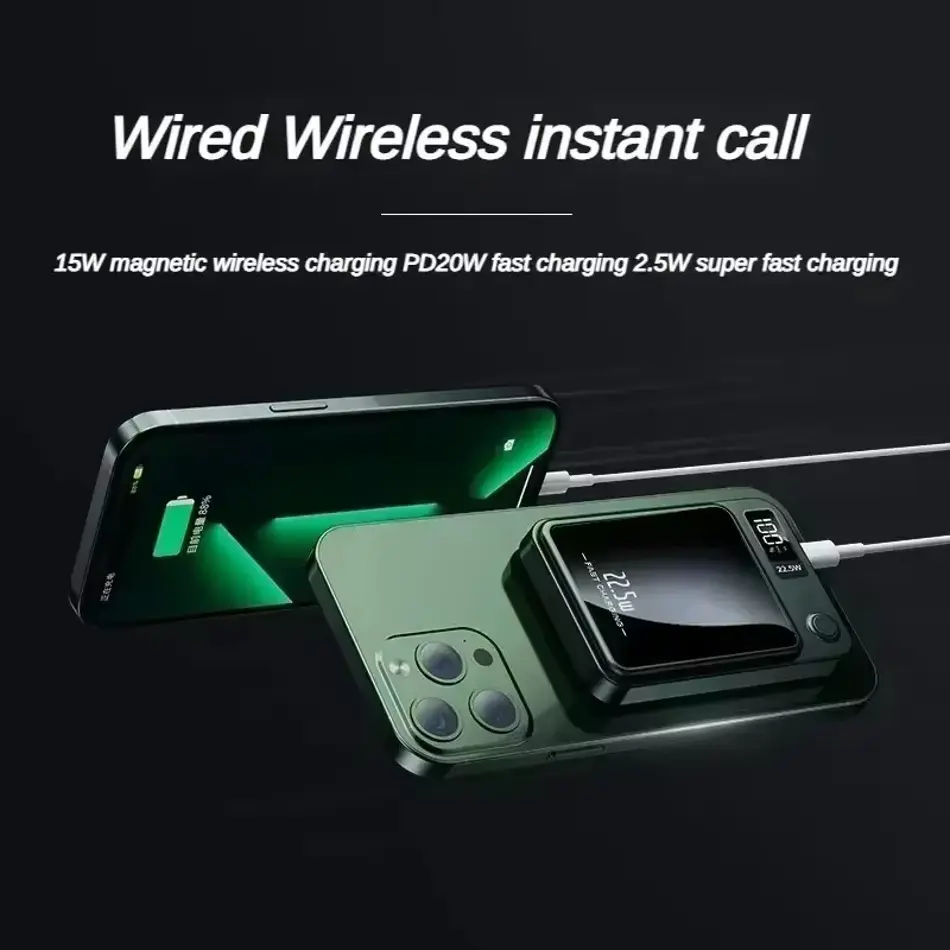 100000mAh Magnetic Wireless Power Bank | Fast Charger for iPhone, Samsung & Huawei | Portable Magsafe-Compatible Battery Pack