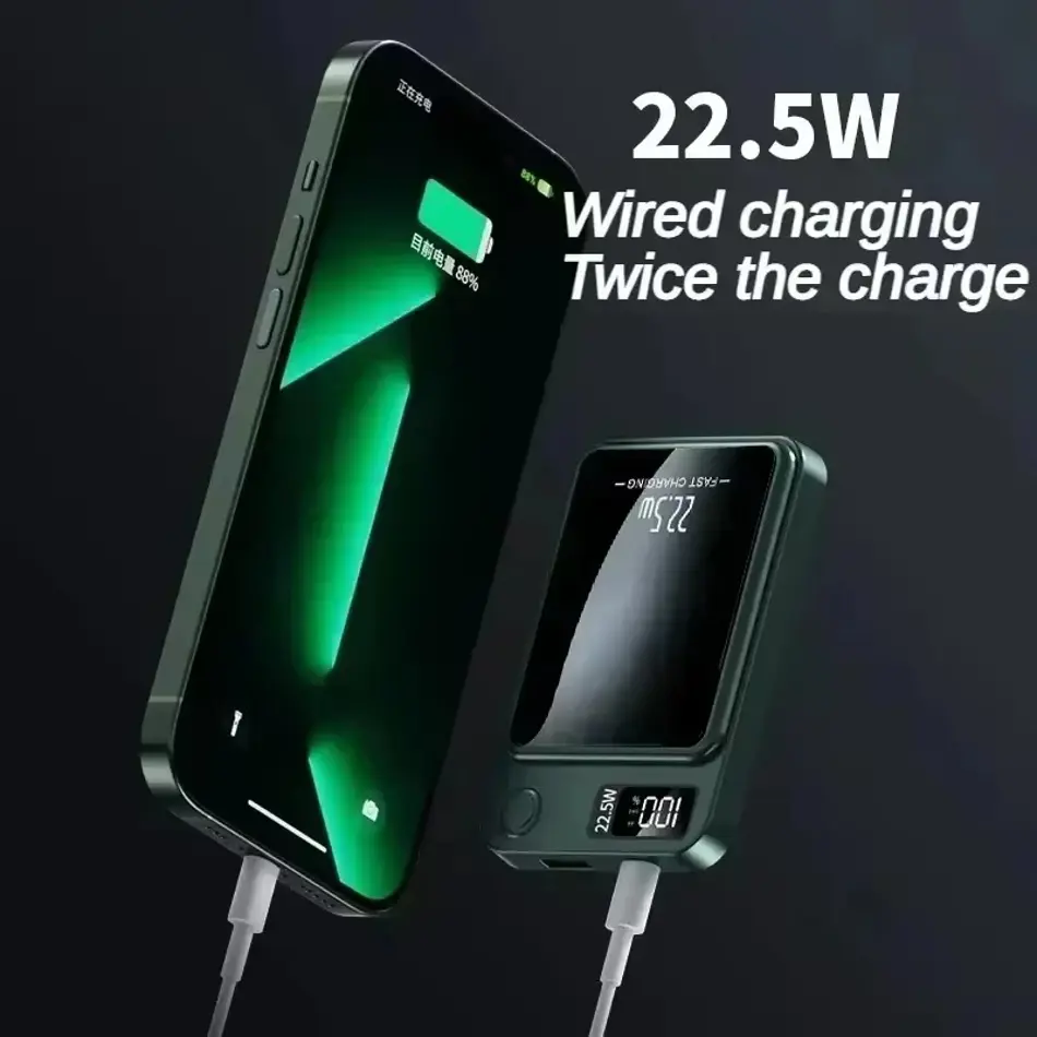 100000mAh Magnetic Wireless Power Bank | Fast Charger for iPhone, Samsung & Huawei | Portable Magsafe-Compatible Battery Pack