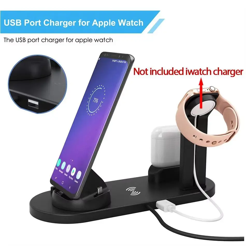30W 7-in-1 Fast Wireless Charging Station for iPhone, Apple Watch & AirPods – All-in-One Desktop Dock Stand