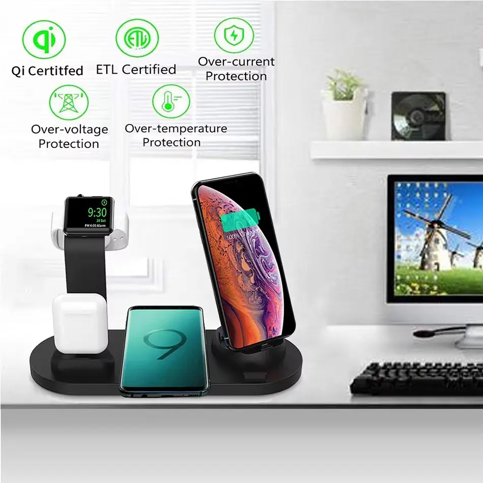 30W 7-in-1 Fast Wireless Charging Station for iPhone, Apple Watch & AirPods – All-in-One Desktop Dock Stand