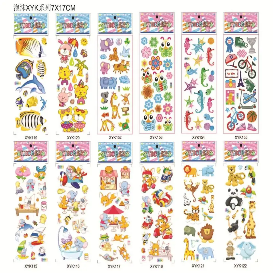 3D Cartoon Stickers Kit - Animal, Robot & Princess Designs for Kids, Bulk Puffy Sticker Set
