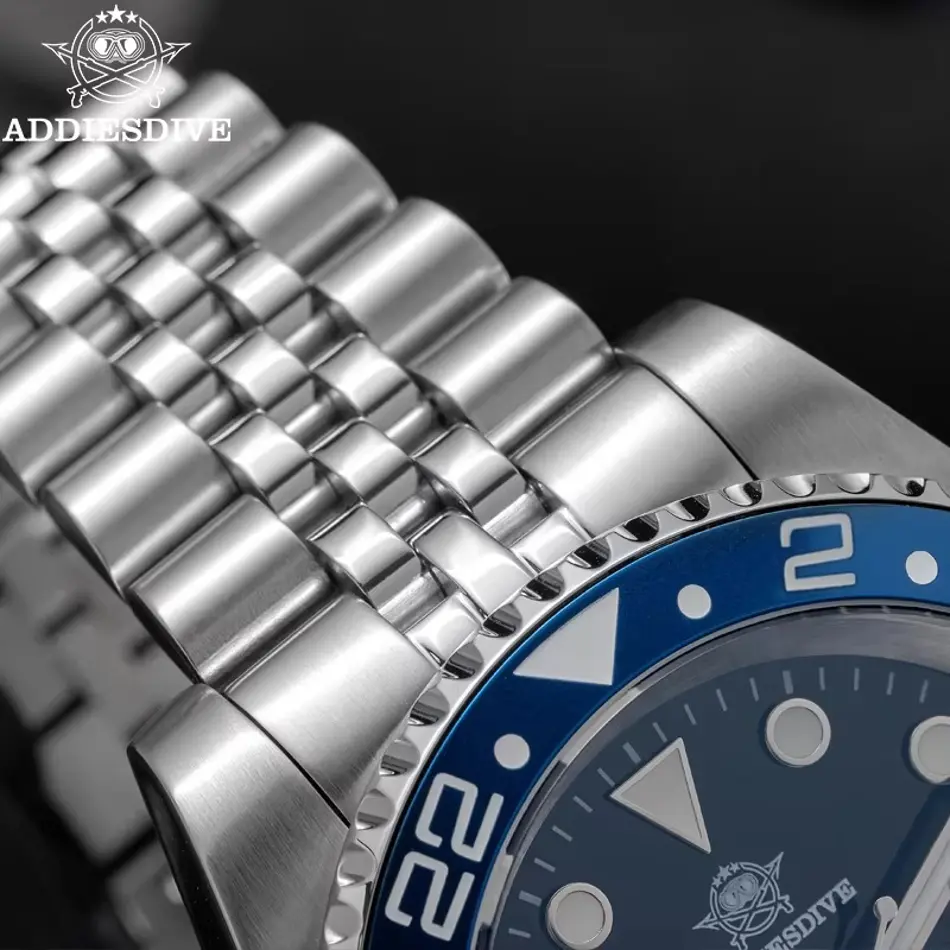 ADDIESDIVE 2024 Luxury Men GMT Quartz Watch - Luminous, 20Bar Waterproof