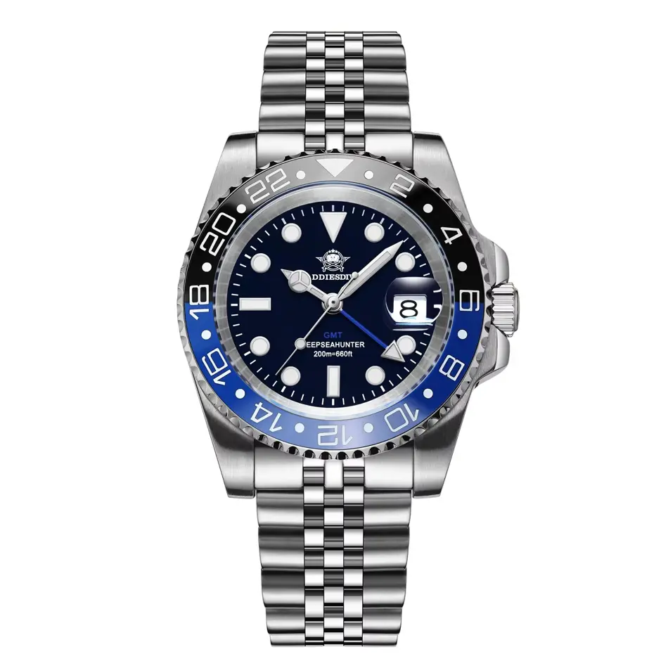 ADDIESDIVE 2024 Luxury Men GMT Quartz Watch - Luminous, 20Bar Waterproof