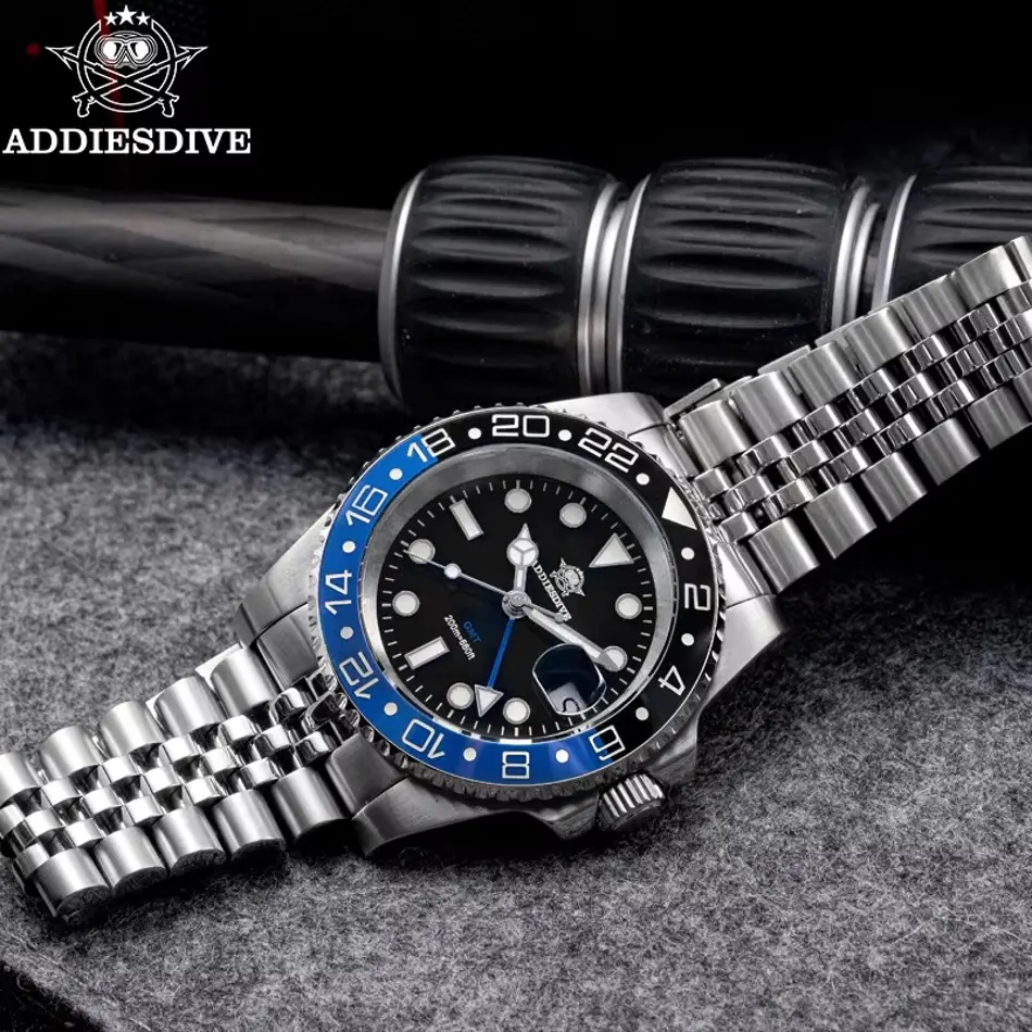 ADDIESDIVE 2024 Luxury Men GMT Quartz Watch - Luminous, 20Bar Waterproof
