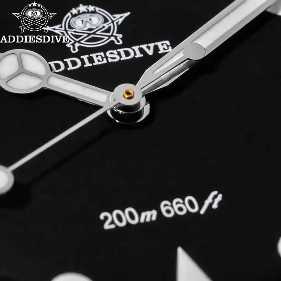 ADDIESDIVE 39MM Men's Stainless Steel Dress Watch – Luminous Quartz Dive Timepiece with Bubble Mirror Glass & 200M Water Resistance