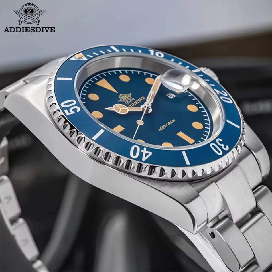 ADDIESDIVE 39mm Men's Automatic Dive Watch – NH35 Movement, Calendar, 100M Waterproof, Stainless Steel Mechanical Wristwatch