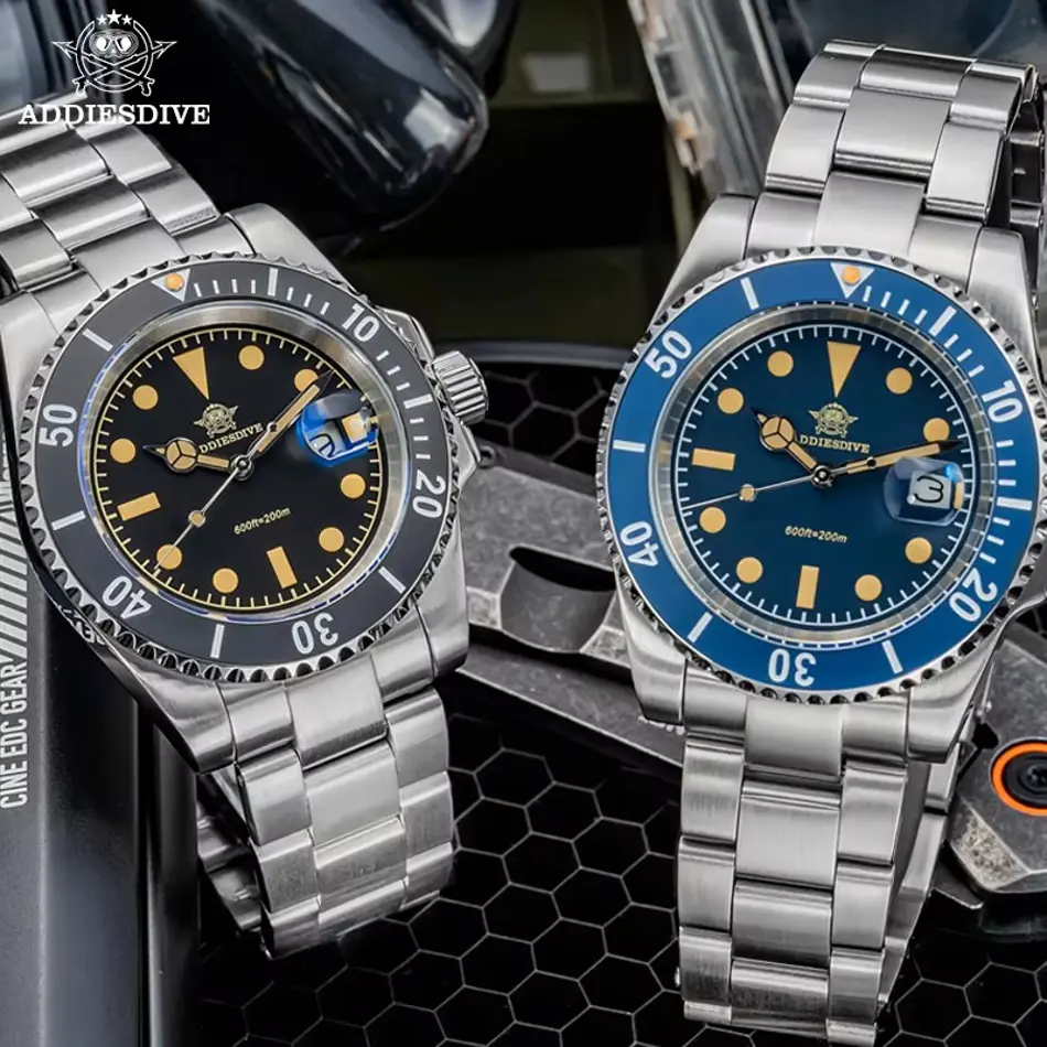 ADDIESDIVE 39mm Men's Automatic Dive Watch – NH35 Movement, Calendar, 100M Waterproof, Stainless Steel Mechanical Wristwatch