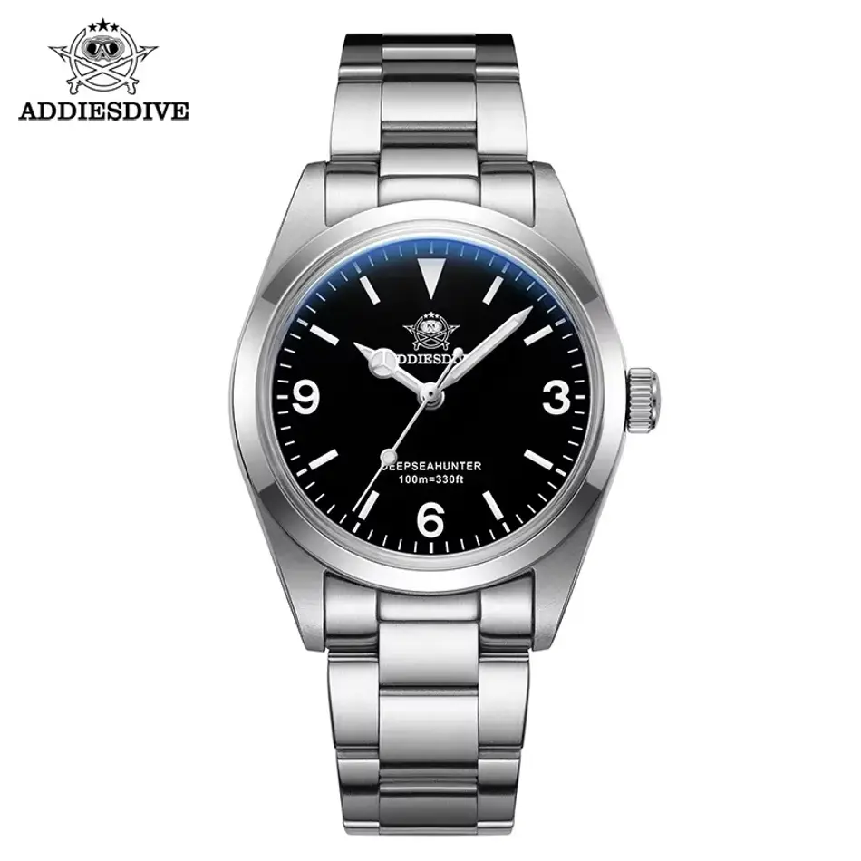 ADDIESDIVE AD2025 Men's Quartz Dive Watch – 100M Waterproof, Stainless Steel, Sapphire Glass, Luminous Hands, Luxury Sport Watch