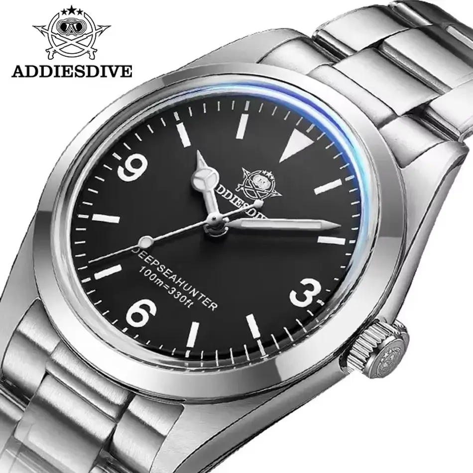 ADDIESDIVE AD2025 Men's Quartz Dive Watch – 100M Waterproof, Stainless Steel, Sapphire Glass, Luminous Hands, Luxury Sport Watch