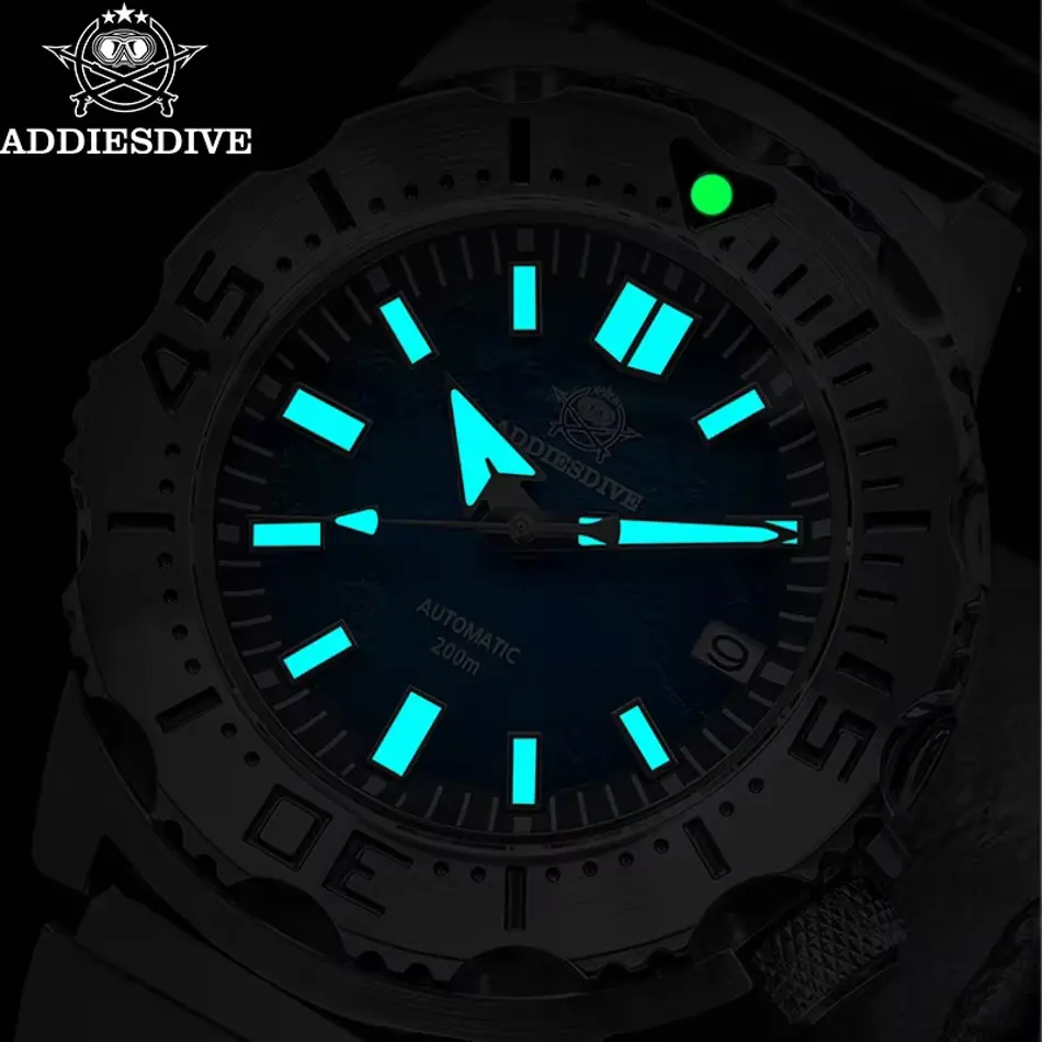ADDIESDIVE AD2047 Automatic Watch – 42mm Blue Dial, Sapphire Crystal, 20ATM Waterproof, BGW9 Luminous, Mechanical Reloj Hombre