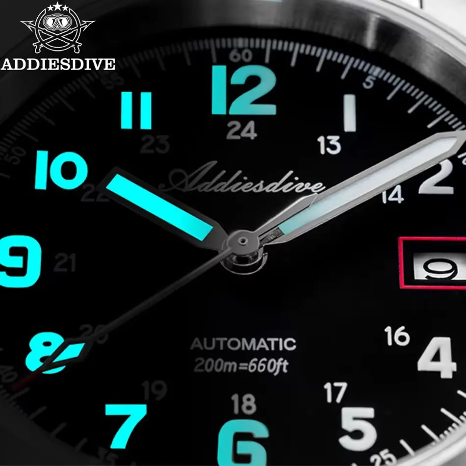 ADDIESDIVE AD2070 NH35 Automatic Men's Watch – Luxury Dive Watch with Sapphire Crystal & 200M Waterproof Stainless Steel Case & Premium Leather Strap
