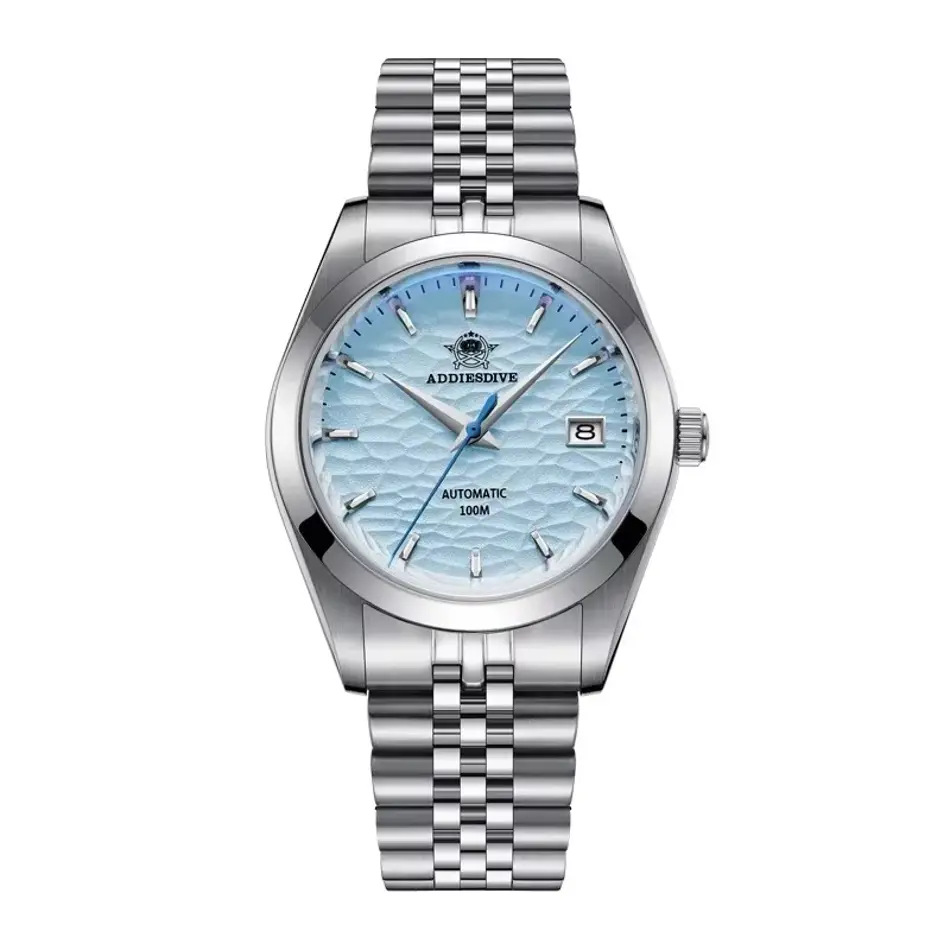 ADDIESDIVE Hot Sale Automatic Men Watch Business NH35A Synthetic Sapphire Mechanical Watches Wave Dial AD2118 Diving WristWatch