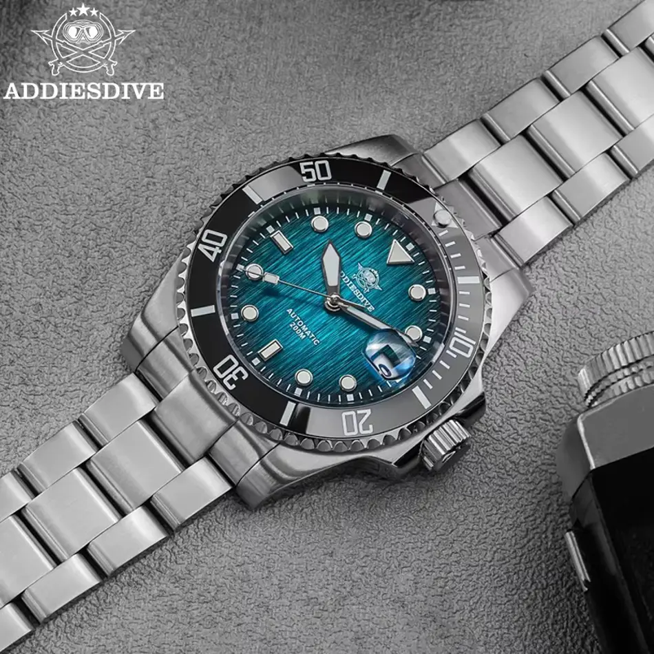 ADDIESDIVE Men's Automatic Dive Watch – Sapphire Glass, 200M Waterproof, Luminous, Stainless Steel Mechanical Wristwatch