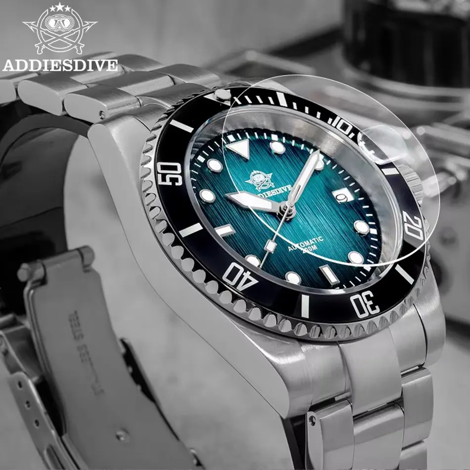 ADDIESDIVE Men's Automatic Dive Watch – Sapphire Glass, 200M Waterproof, Luminous, Stainless Steel Mechanical Wristwatch