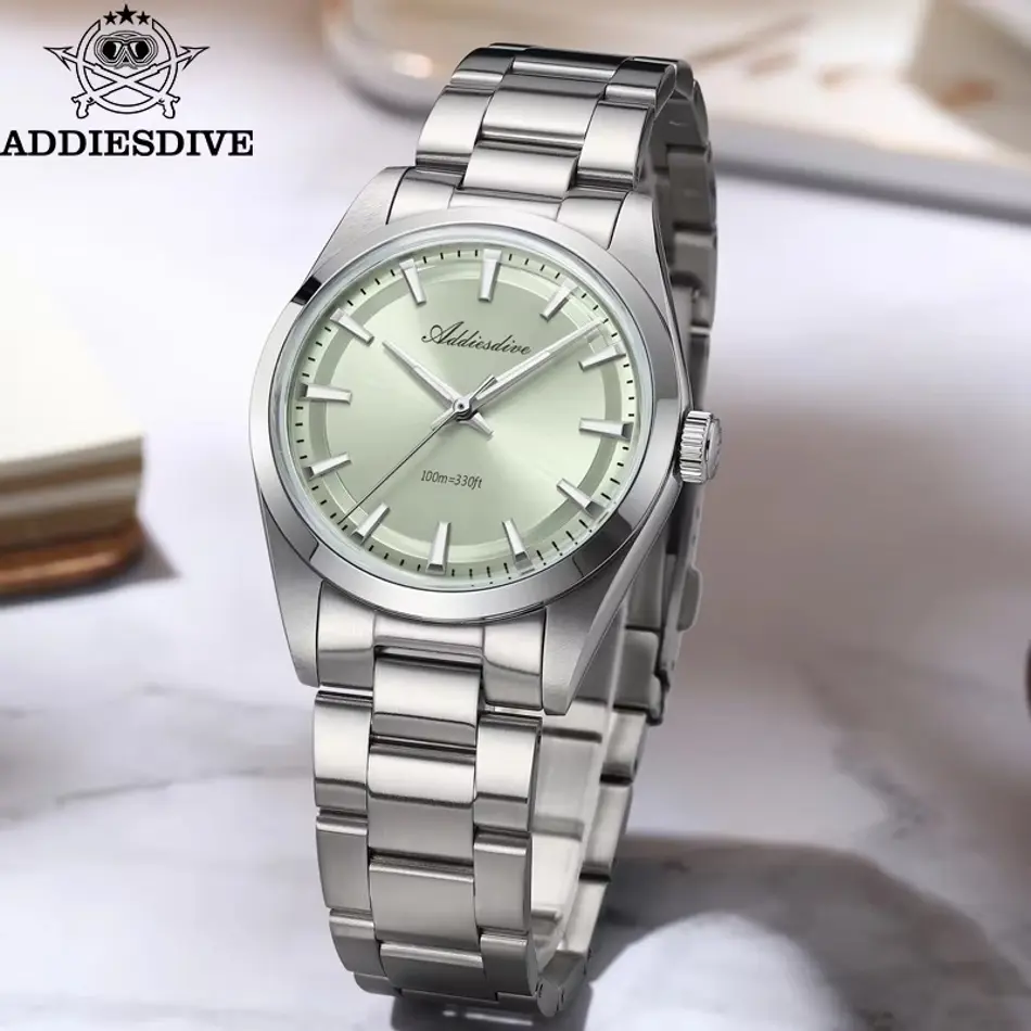 ADDIESDIVE Men's Luxury Quartz Watch – Waterproof Stainless Steel Sport Timepiece with Bubble Mirror Sapphire Glass
