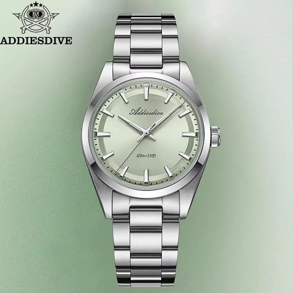 ADDIESDIVE Men's Luxury Quartz Watch – Waterproof Stainless Steel Sport Timepiece with Bubble Mirror Sapphire Glass