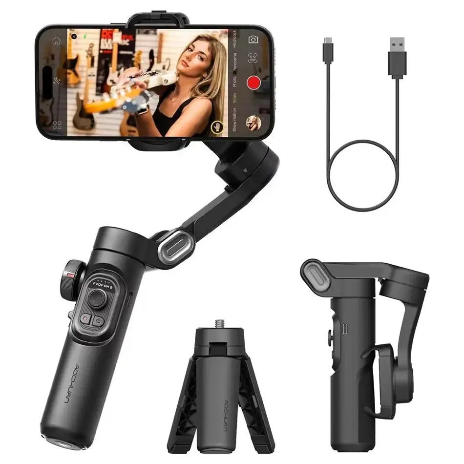 AOCHUAN SmartXE 3-Axis Smartphone Gimbal Stabilizer with AI Tracking | iPhone & Android Vlogging Gimbal for TikTok, YouTube, Travel Videos