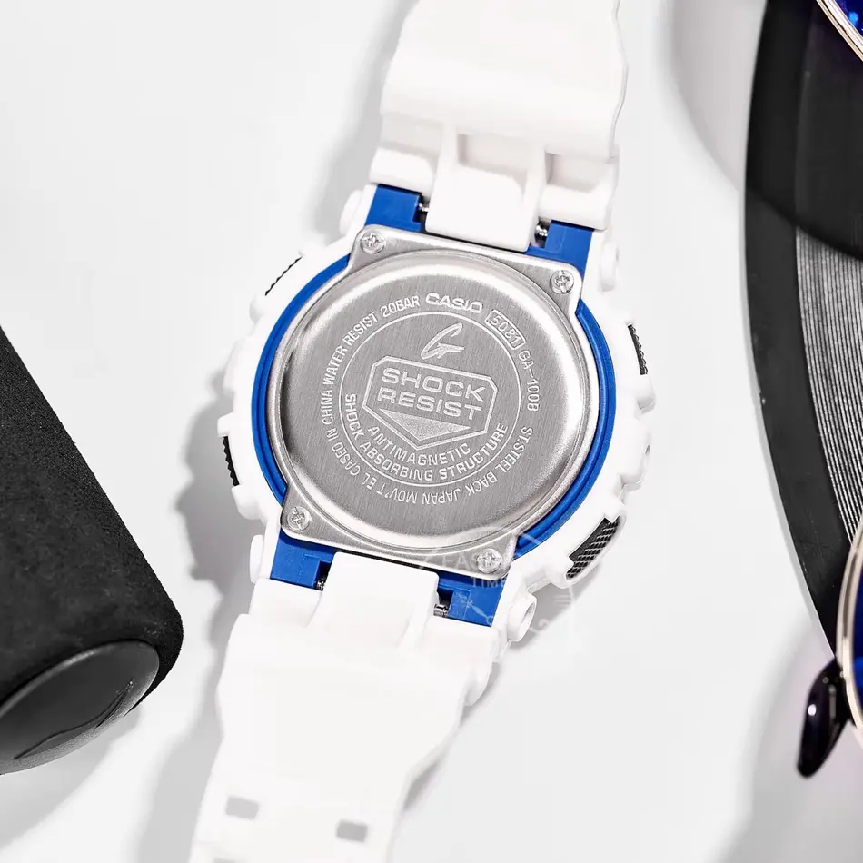 Casio G-SHOCK GA-100B-7A Men's Digital Watch – Shock Resistant, White Multifunction Sports Watch