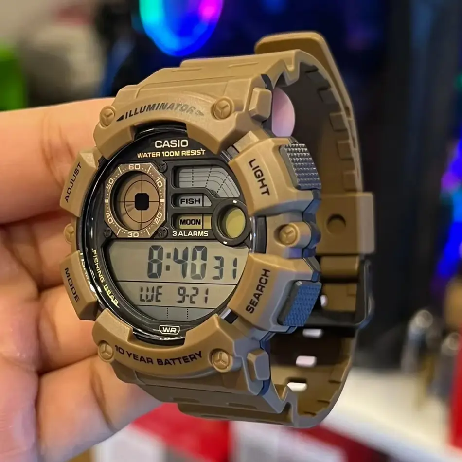 Casio WS-1500H-5B Men's Digital Sports Watch – LED Display, Waterproof, 10-Year Battery