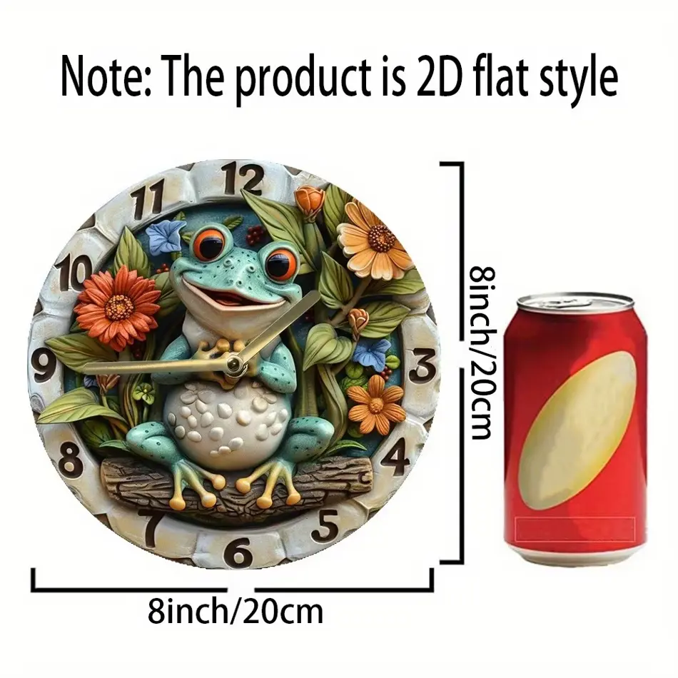 Charming Frog & Floral Wooden Wall Clock - Battery Operated