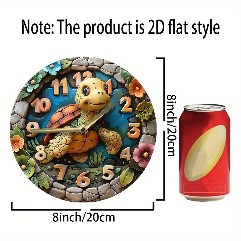 Charming Turtle Pattern Wooden Wall Clock – Cute Home Decor Accent
