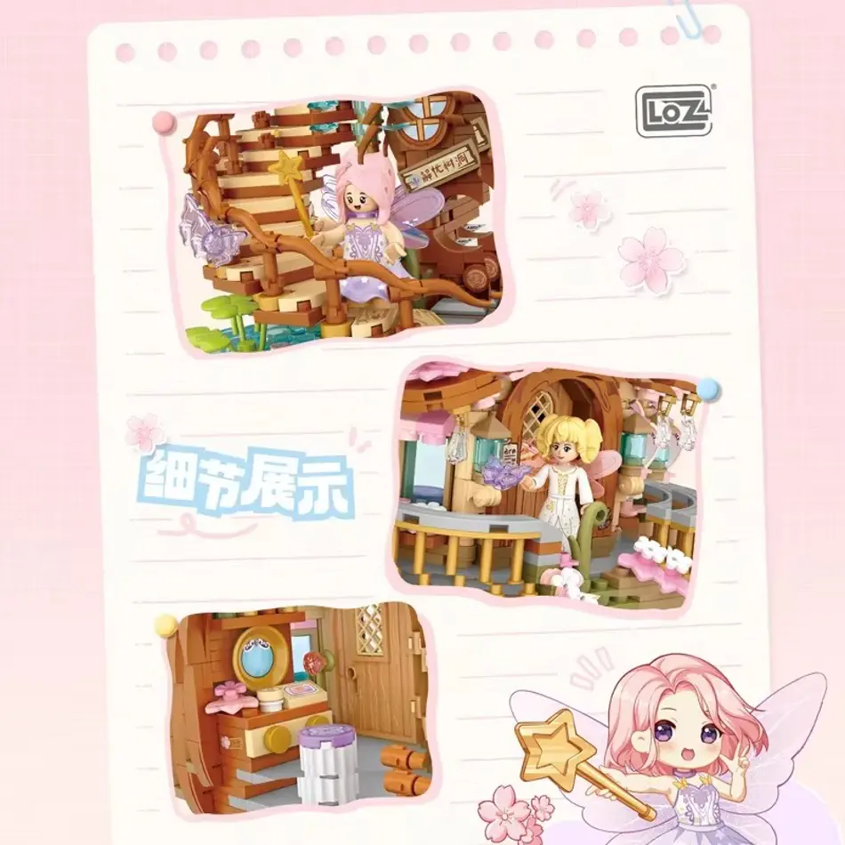 Cherry Blossom Tree Building Blocks Set – DIY Mini Bricks, City Fairies, Flowers, Friends Toys for Kids