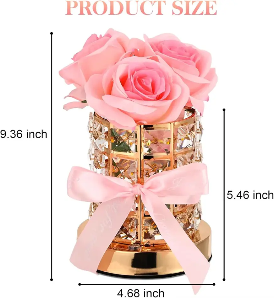 Crystal Bloom Touch Lamp – USB Rechargeable Nightstand Light with Dimmable Glow, 2 Color Options