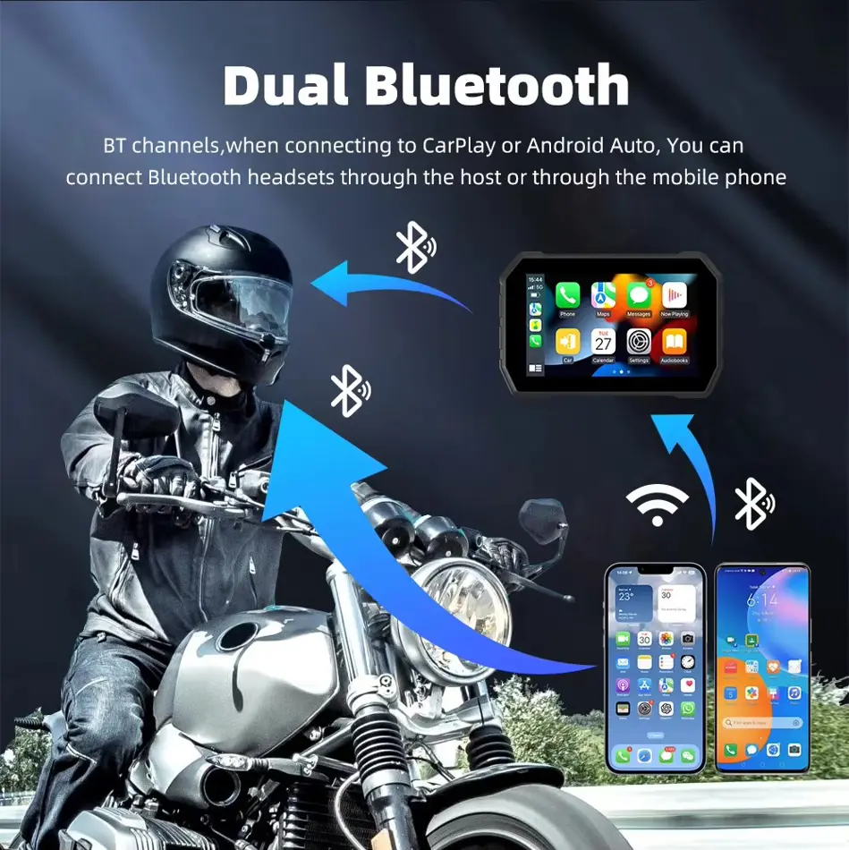 EKIY 5" MTC-13 Smart Motorcycle GPS Display with CarPlay & Android Auto | Waterproof, Portable Navigation System