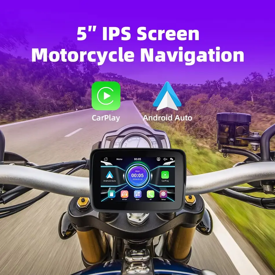 EKIY MTC-10 5-Inch Motorcycle GPS with Wireless CarPlay & Android Auto – Waterproof Smart Navigation Display