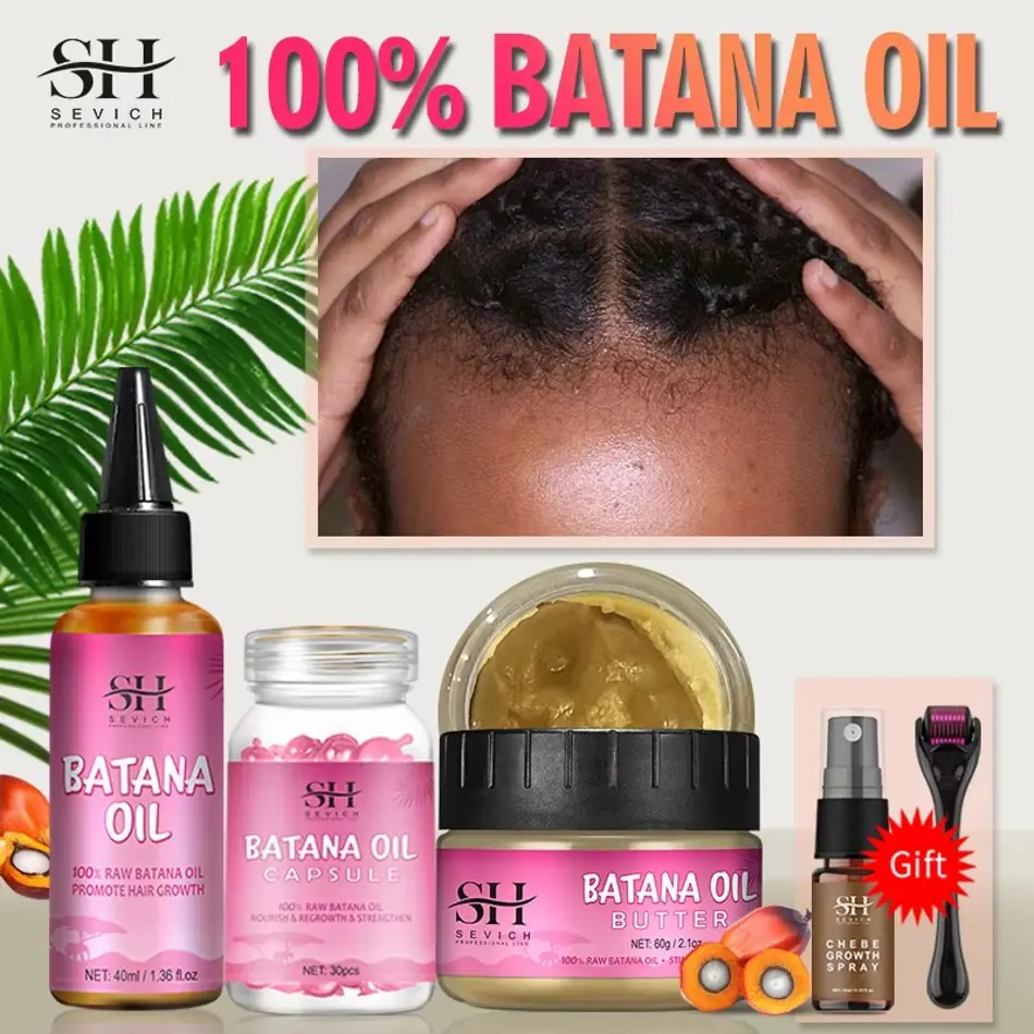 Hair Growth Set for Men & Women – Batana Oil, Fast Hair Growth Spray, Anti-Hair Loss Shampoo & Scalp Treatment – 6pcs, 5pcs, 3pcs Natural Regrowth Kit