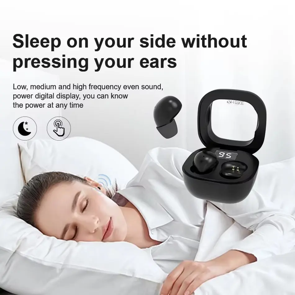 Invisible Wireless Sleep Earbuds – Mini Bluetooth In-Ear Headphones with Mic, Noise Blocking & Ultra Comfort for Side Sleepers