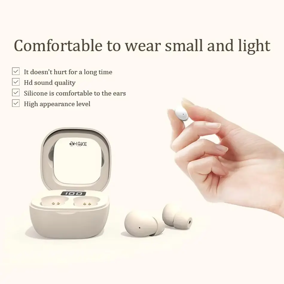 Invisible Wireless Sleep Earbuds – Mini Bluetooth In-Ear Headphones with Mic, Noise Blocking & Ultra Comfort for Side Sleepers