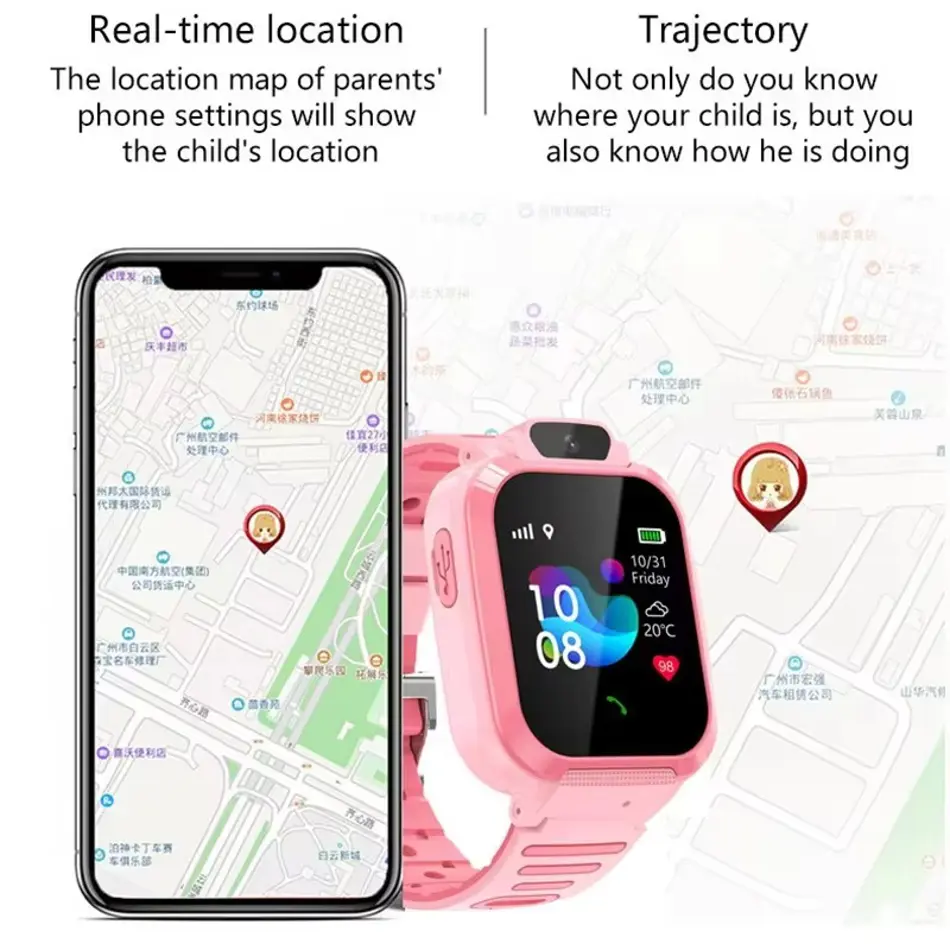 Kids Smart Watch with GPS, SOS, SIM, Camera & Waterproof – Smartwatch for Boys & Girls