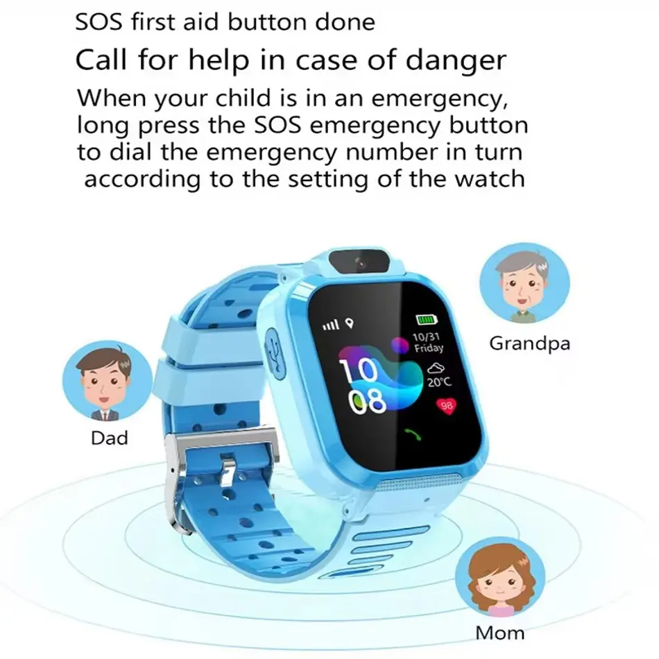 Kids Smart Watch with GPS, SOS, SIM, Camera & Waterproof – Smartwatch for Boys & Girls