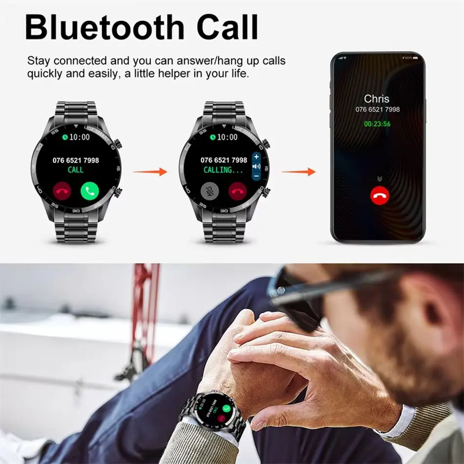 LIGE BW0189 PRO Smart Watch for Men, Bluetooth Call, IP67 Waterproof, Sports & Fitness Tracker for Android/iOS