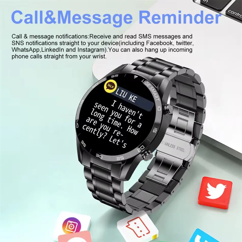 LIGE BW0189 PRO Smart Watch for Men, Bluetooth Call, IP67 Waterproof, Sports & Fitness Tracker for Android/iOS