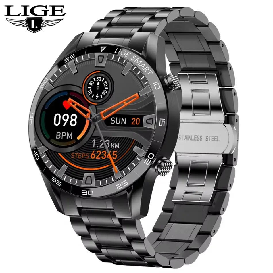 LIGE BW0189 PRO Smart Watch for Men, Bluetooth Call, IP67 Waterproof, Sports & Fitness Tracker for Android/iOS