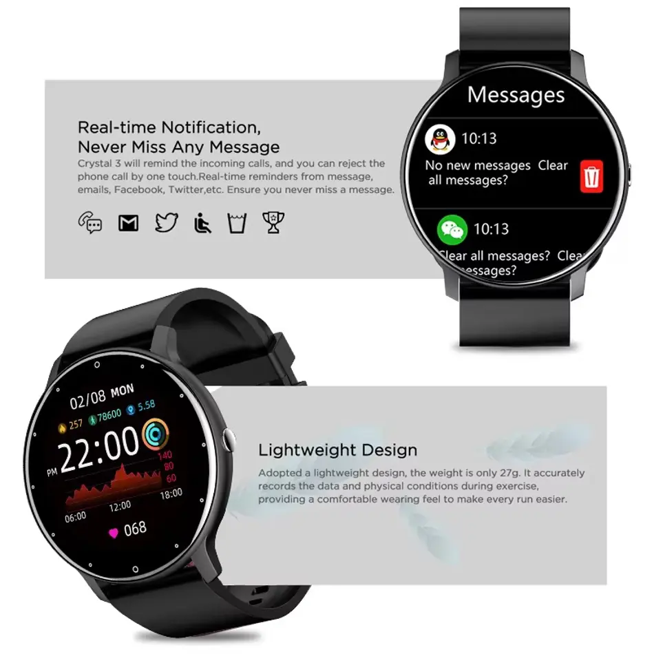 LIGE BW0223 Smartwatch for Men – Full Touch Fitness Tracker, IP67 Waterproof, Bluetooth Call & Notifications for Android & iOS