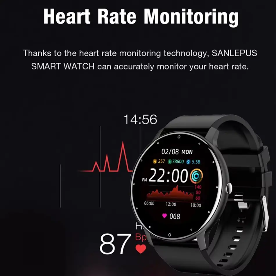 LIGE BW0223 Smartwatch for Men – Full Touch Fitness Tracker, IP67 Waterproof, Bluetooth Call & Notifications for Android & iOS