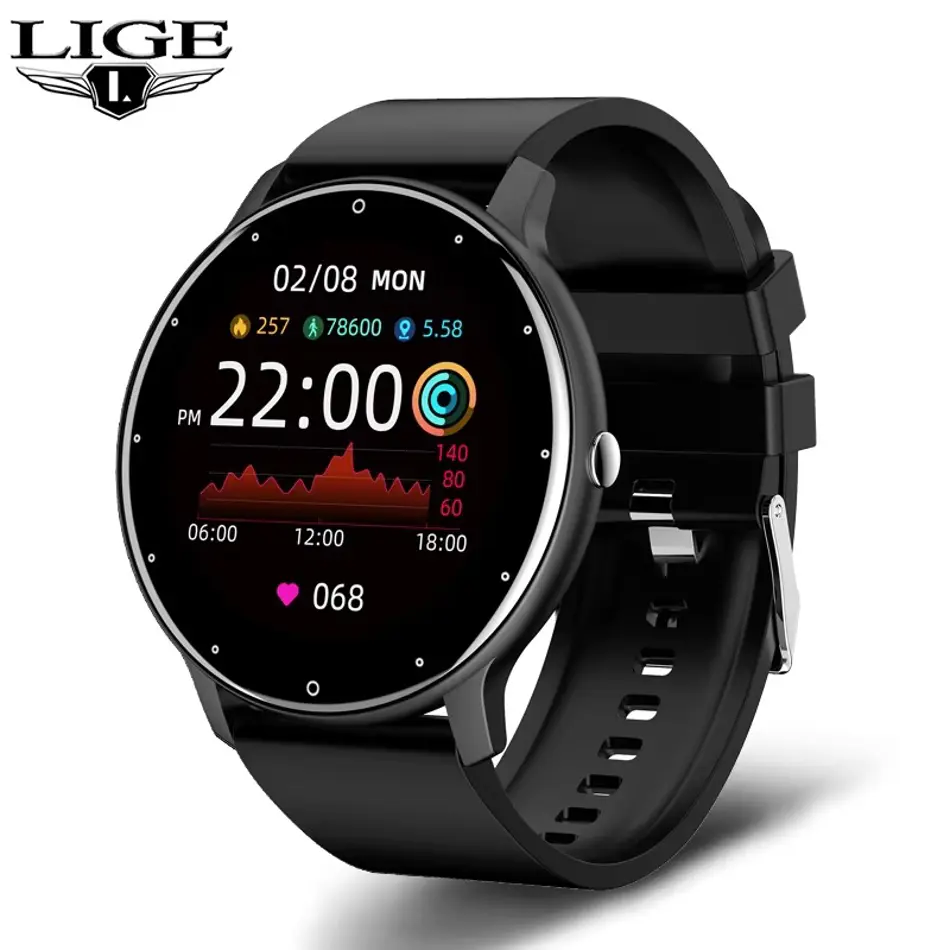 LIGE BW0223 Smartwatch for Men – Full Touch Fitness Tracker, IP67 Waterproof, Bluetooth Call & Notifications for Android & iOS