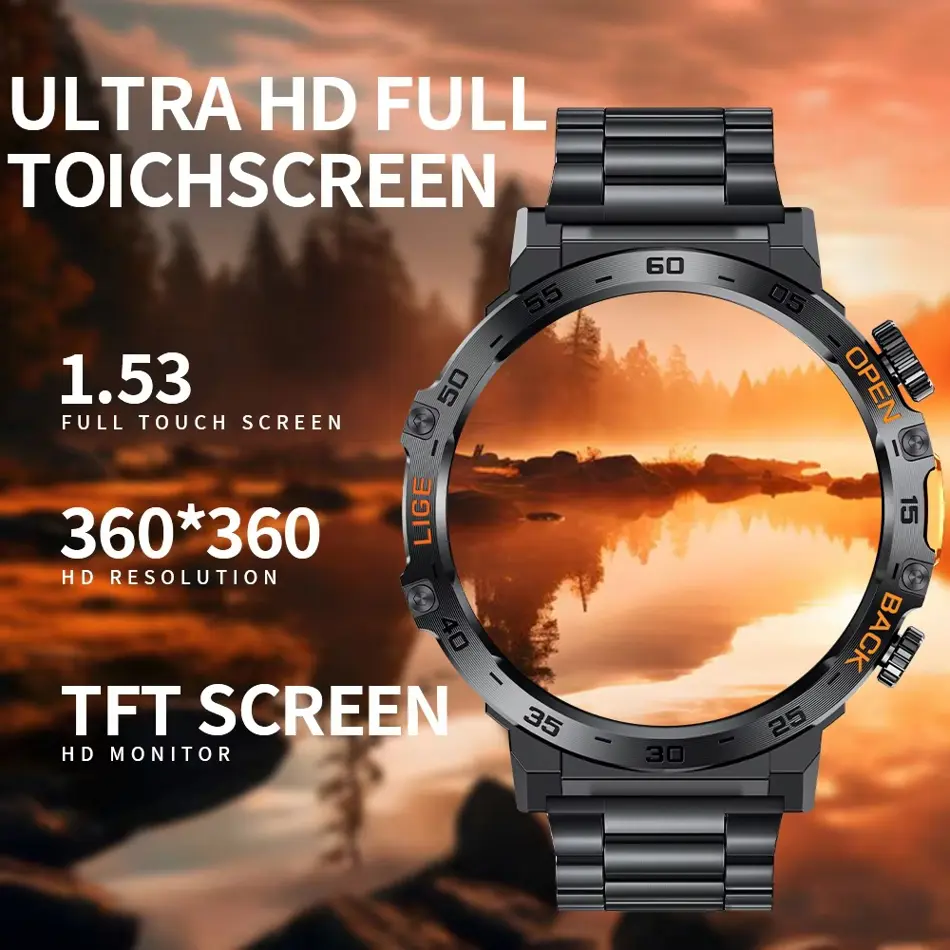 LIGE BW0616 Flashlight Military Smartwatch – SOS, Bluetooth Call, Waterproof Fitness Tracker