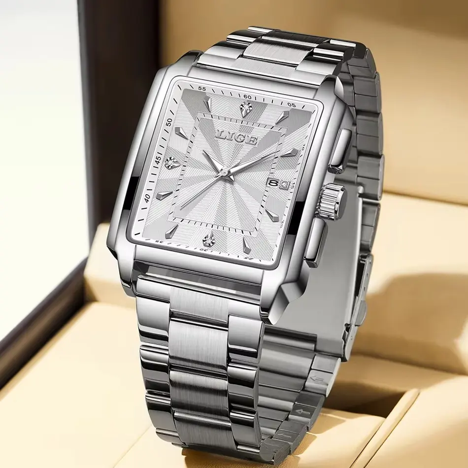 LIGE Men's Luxury Quartz Watch – Stainless Steel Business Casual Timepiece with Date Display