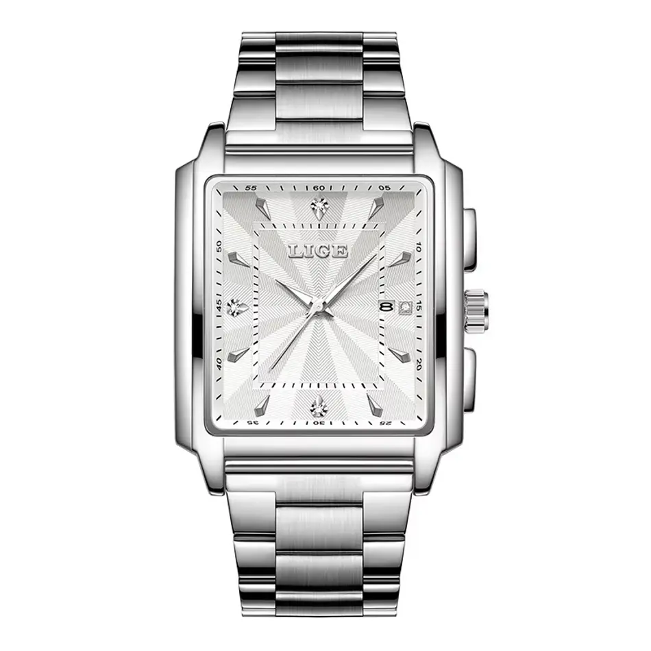 LIGE Men's Luxury Quartz Watch – Stainless Steel Business Casual Timepiece with Date Display