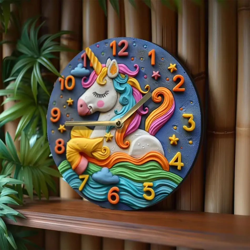  Magical Unicorn Wooden Wall Clock – Whimsical Decor for Kids’ Room