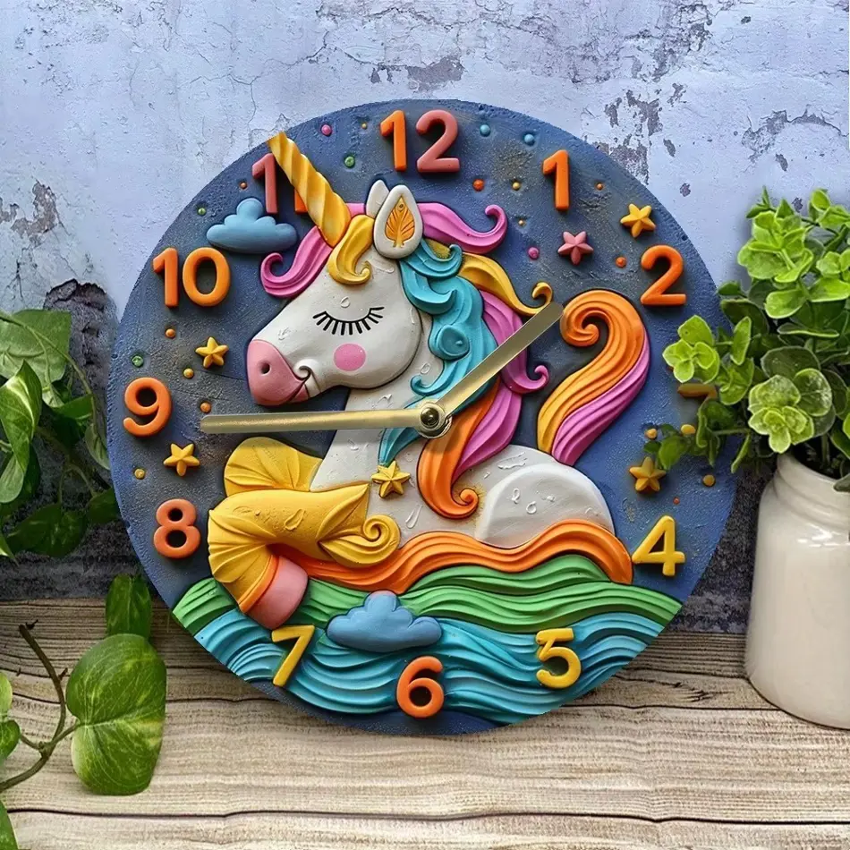  Magical Unicorn Wooden Wall Clock – Whimsical Decor for Kids’ Room