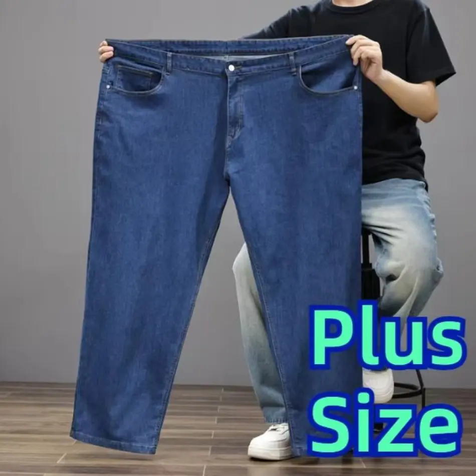Men's Plus Size Wide Leg Denim Jeans – Casual Comfort Fit Pants (Sizes 30-50)