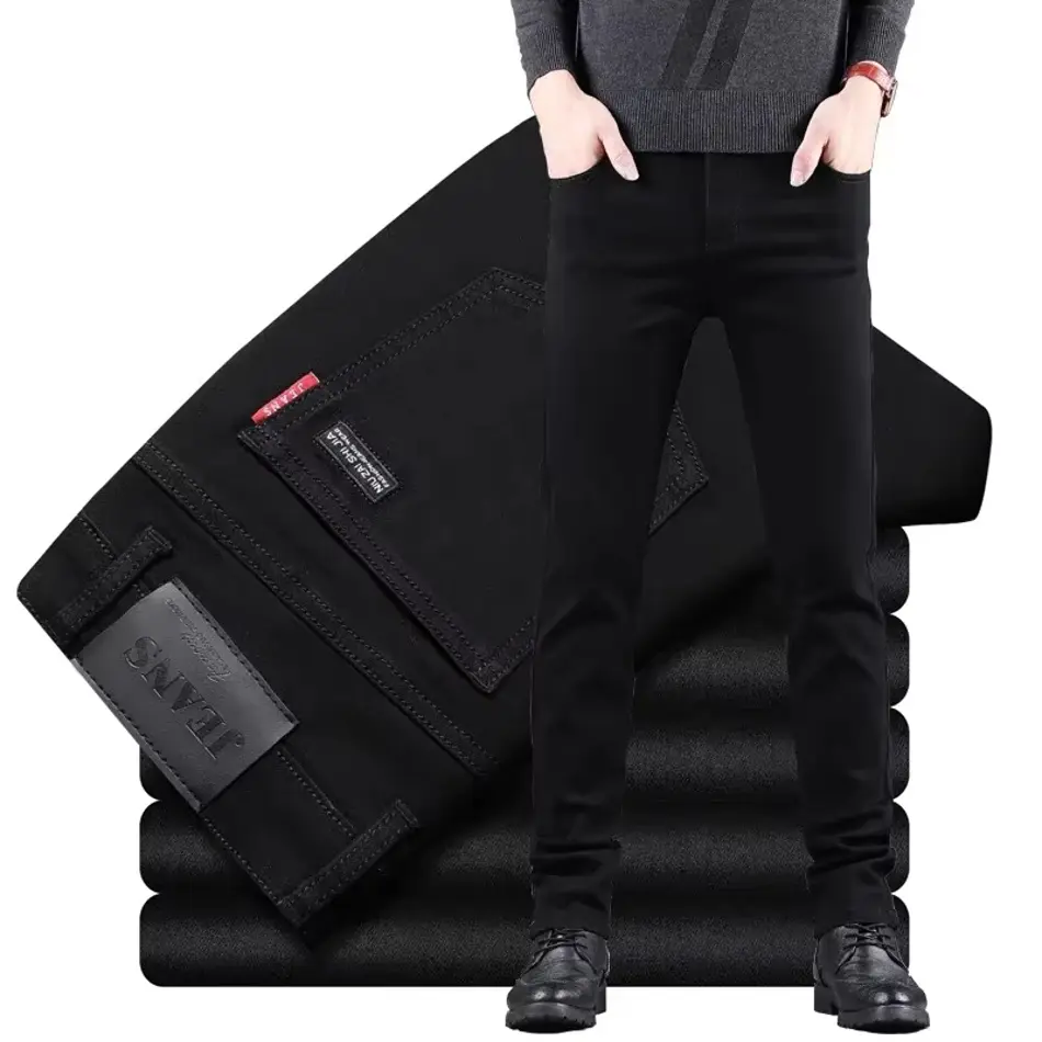 Men’s Premium Black Slim Fit Stretch Jeans – Business Casual Luxury Denim