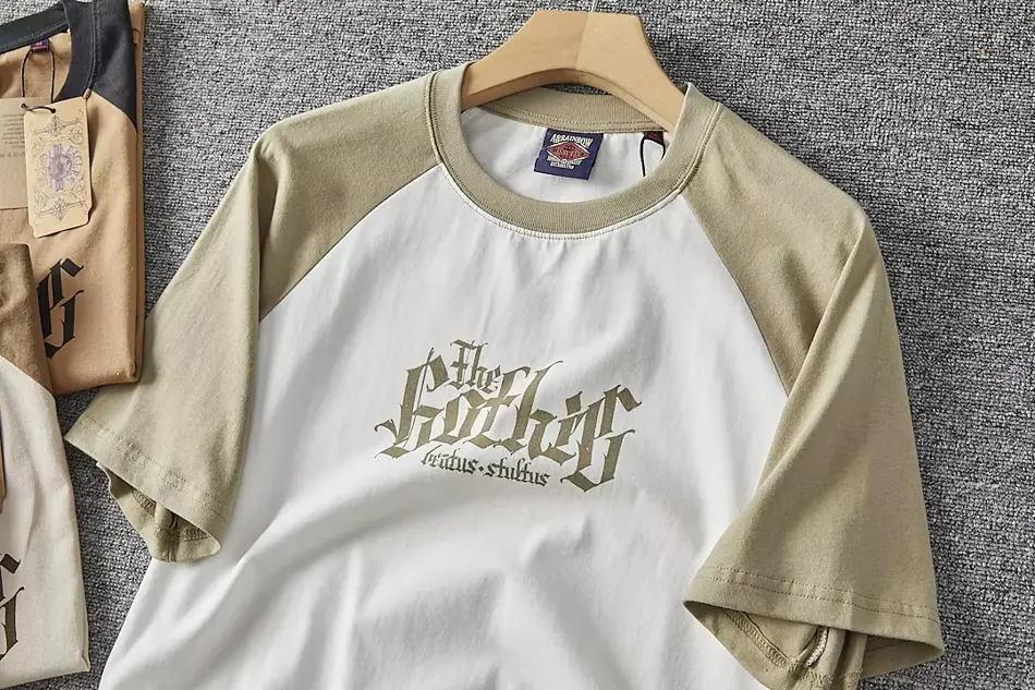 Men's Retro Washed Cotton T-Shirt – Vintage Letter Print, O-Neck Casual Fit