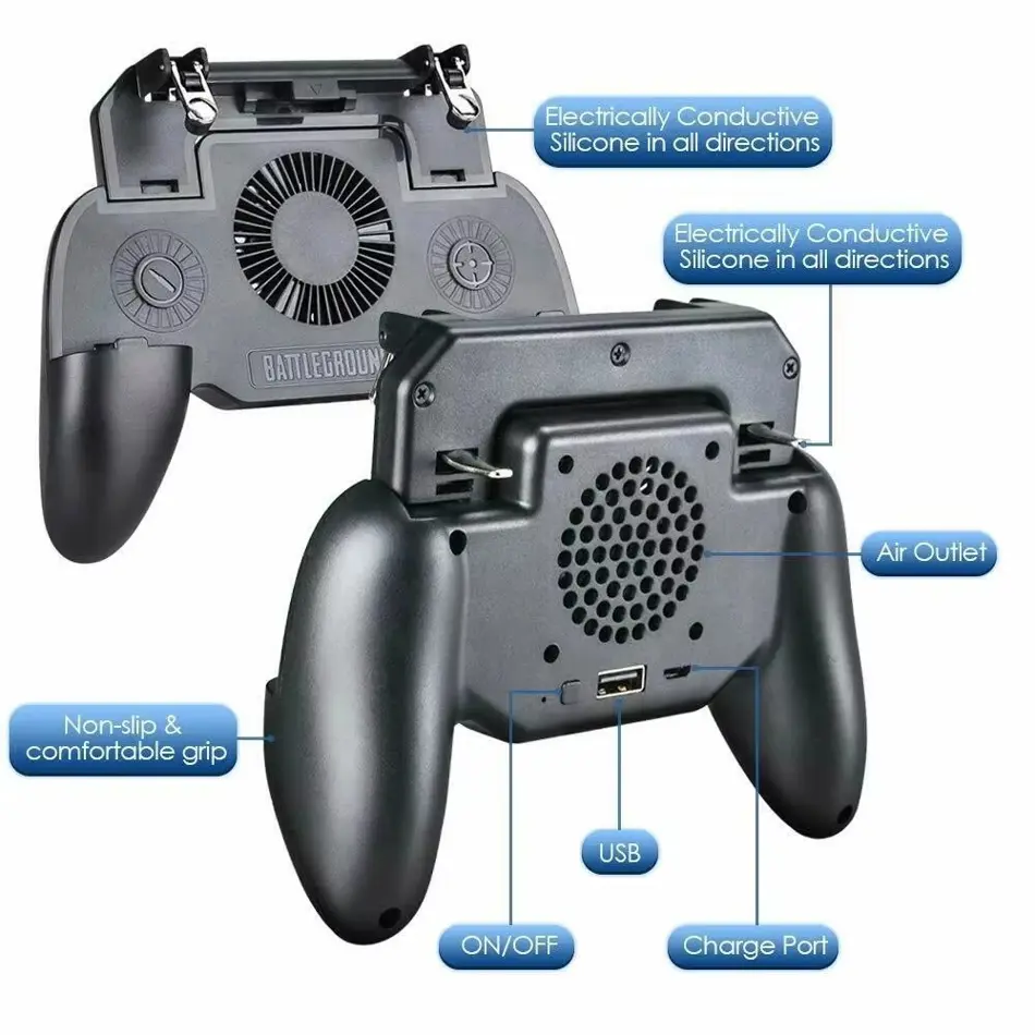 Mobile PUBG Trigger Gamepad Controller for iPhone & Android with Cooler - Gaming Joystick for Free Fire and PUBG